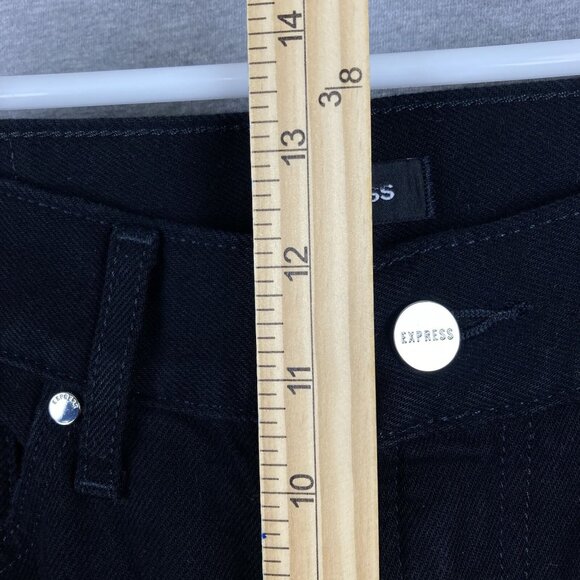 NWOT Express Women Black Jeans Size 4R Distressed Modern Straight Leg High Rise - Picture 9 of 10